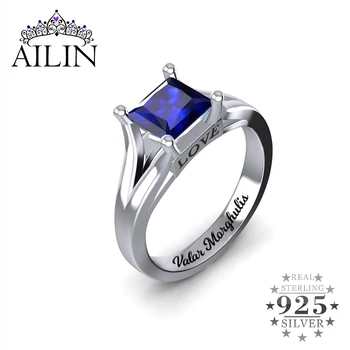 

AILIN Engraved Solitaire Birthstone Ring In 925 Sterling Silver For Women's Gift