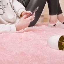 Большой пушистый ковер для гостиной, спальни, большой коврик, мягкий плюш, розовый, серый, белый, пушистый ковер для бега, пушистый коврик для пола, украшение дома