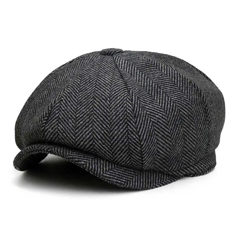 Gray 1 Peaky Blinders, мужские береты, шапка, осень, новая, винтажная, с узором в елочку, восьмиугольная шапка Wo, мужская, повседневная, тыква, шапка в стиле Гэтсби, плоская, берет, шапки - Цвет: Gray 1