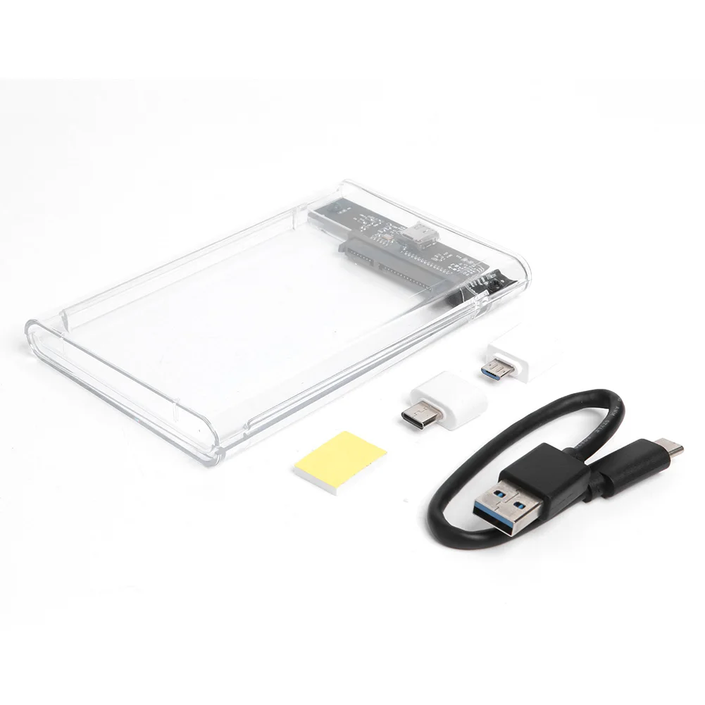 USB 3 1 Type C мобильный жесткий диск коробка поддержка 8 ТБ прозрачный 2 5 дюймов SATA HDD SSD