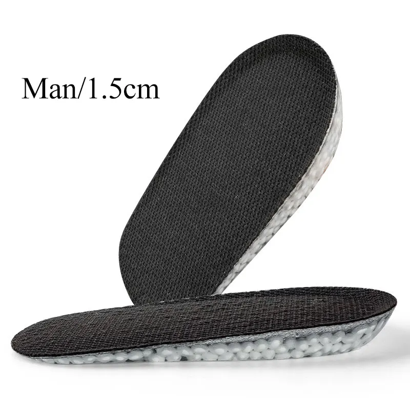 black 1.5cm 1,5-3,5 см, увеличивающие рост, гель для стельки, половинчатые стельки для мужчин и женщин, невидимые стельки для обуви, эластичные амортизирующие стельки для ног - Цвет: black 1.5cm