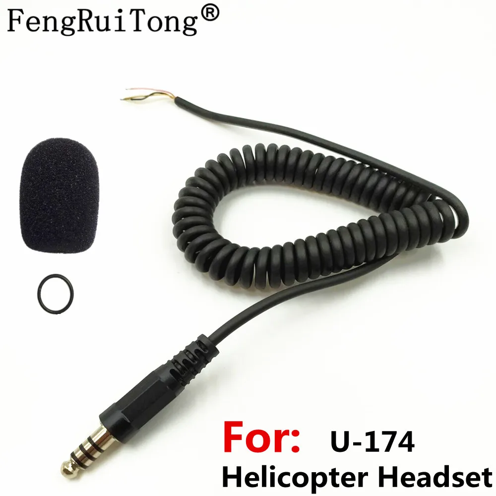 Cable de repuesto para auriculares de helicóptero, conector militar U-174/U