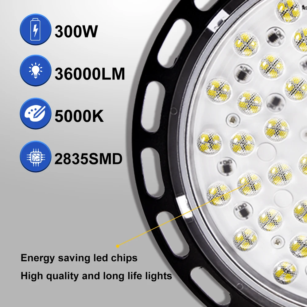 UFO Led High Bay освещение 100 Вт 200 Вт 300 Вт Водонепроницаемый IP44 гараж мастерская склад Highbay освещение промышленная Led машина лампа
