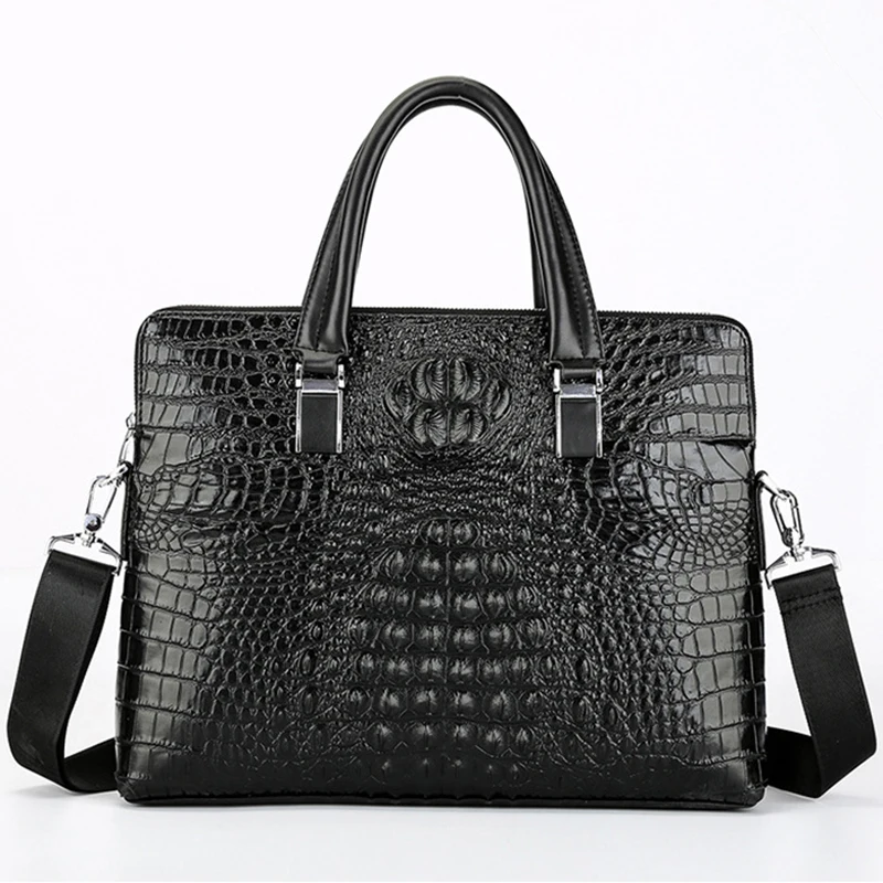 Высококачественный деловой мужской портфель из крокодиловой кожи, кожаная сумка для ноутбука, многофункциональная сумка, модная сумка через плечо, сумка через плечо