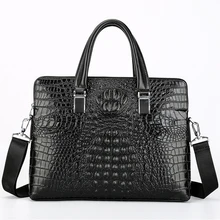 Высококачественный деловой мужской портфель из крокодиловой кожи, кожаная сумка для ноутбука, многофункциональная сумка, модная сумка через плечо, сумка через плечо