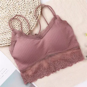 

New lingerie gathered underwear sexy lace beauty back bra wrapped chest tube top