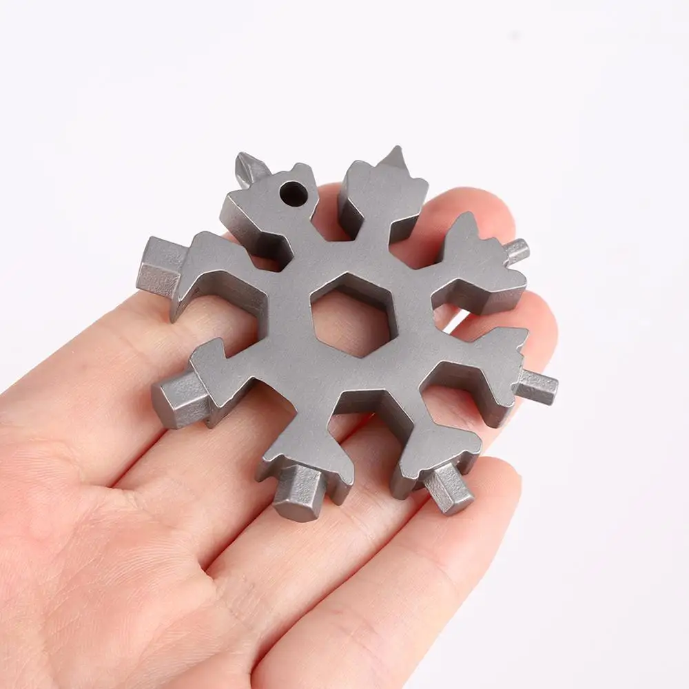 18-in-1 edc multi-tool Snowflake Multi-tool Card Combination Compact Multifunction Screwdriver Stainless Steel Gadget multi function tool tool card