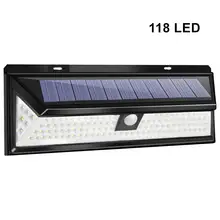118 светодиодов Открытый Солнечный свет датчик движения безопасности водонепроницаемый беспроводной настенный светильник для передней двери сада подъездной дорожки
