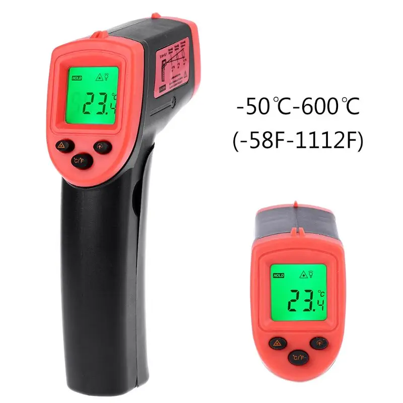 Цифровой лазерный инфракрасный термометр-50~ 600 градусов прибор для измерения температуры C/F выбор ЖК-пирометр нагревательный прибор