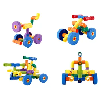 

72Pcs Tube Stem Locks Tubular Pipes Spouts Joints Learning Educational Building Block Set Gift For Boys Girls Plastic Block Toys