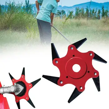 

6 Blades Cutter Head Grass Trimmer Brush 65Mn Weed Brush Cutting Head Garden Power Tool Accessories for Lawn Mower Garden Supply