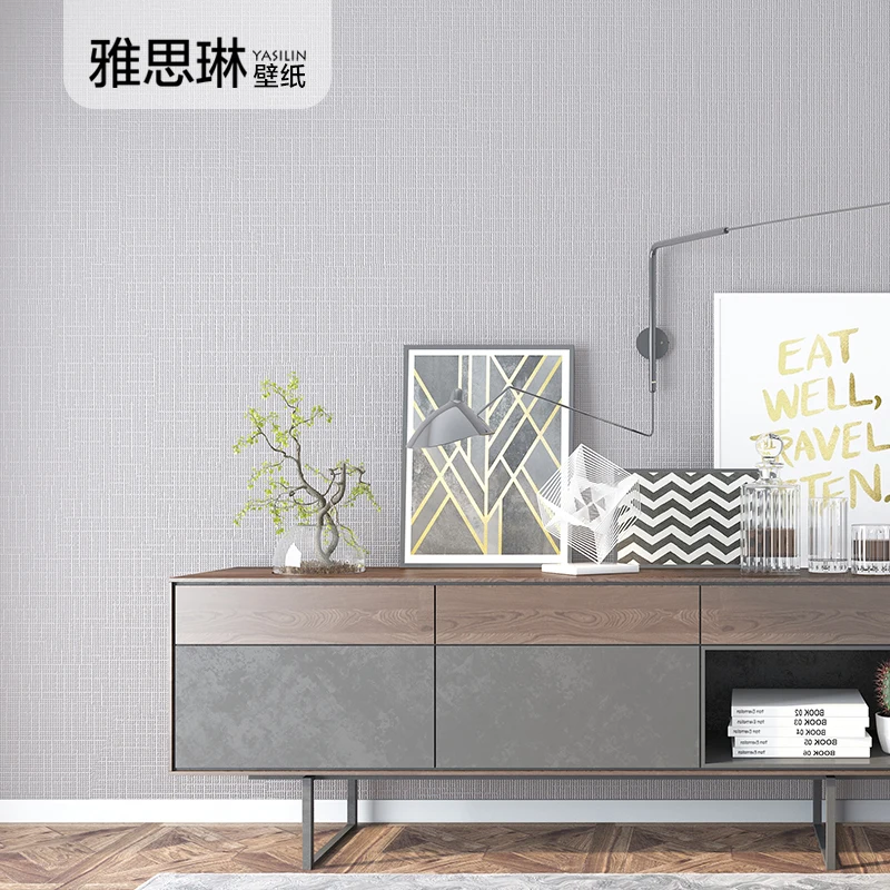 Good quality nordic solid color gray white wallpaper living room bedroom linen japanese style light gray wallpaper simple modern