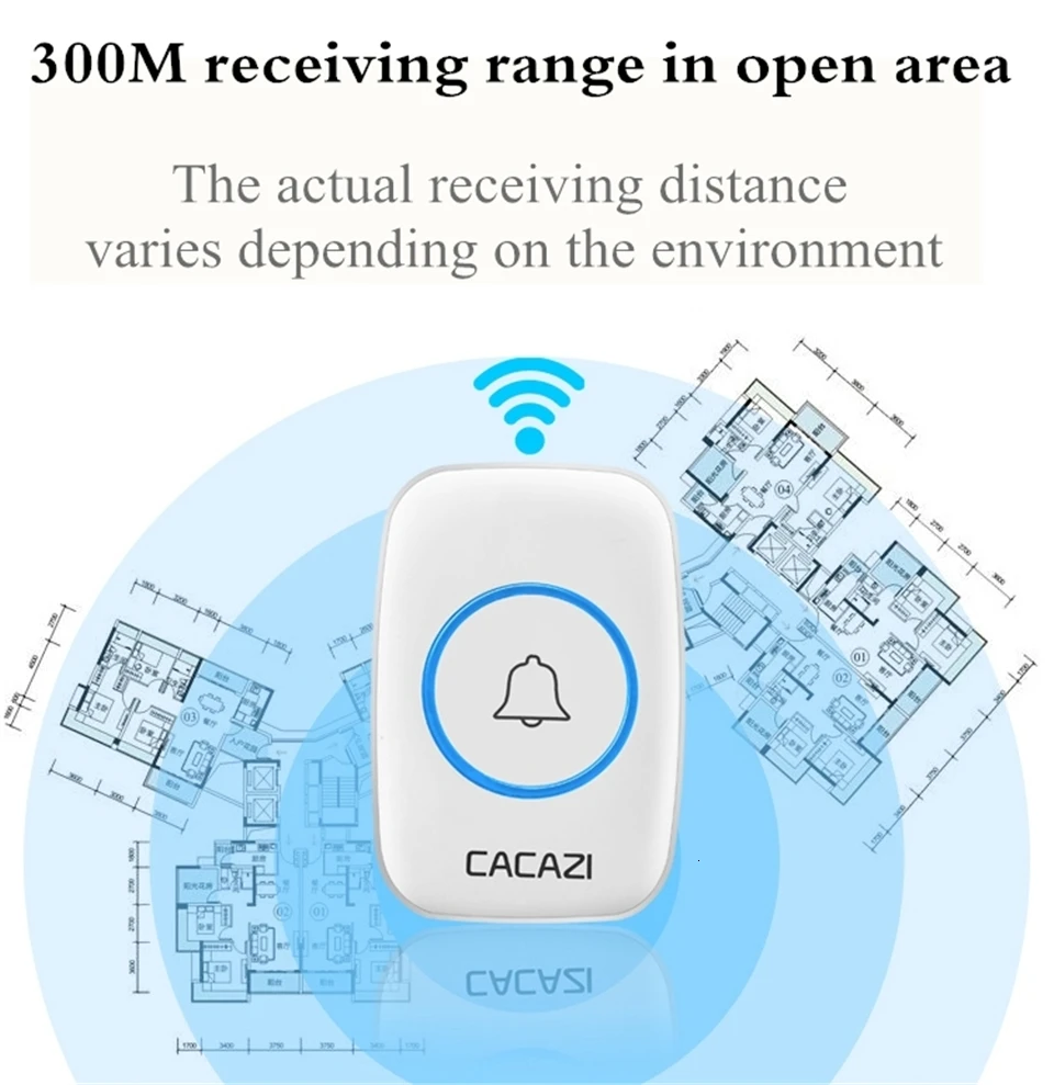 wireless door intercom Wireless Waterproof Doorbell 300m Range US EU UK AU Plug Home Intelligent Door Bell Chime 1 2 Button 1 2 3 Receiver audio only intercom