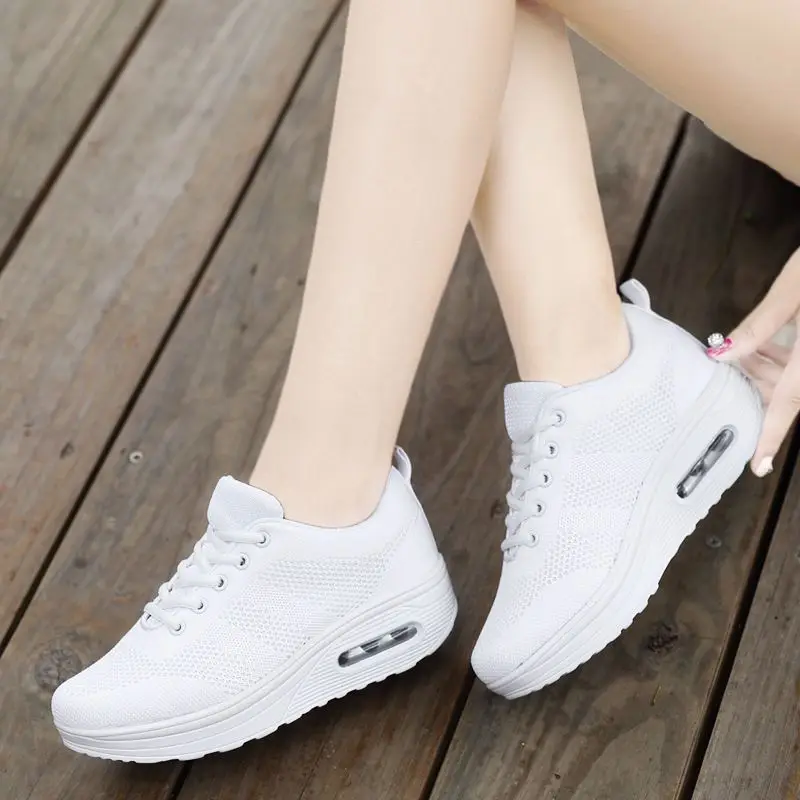

2019 Autumn New Style Mom Shoes WOMEN'S Shoes Comfortable Rocking Shoes Thick Bottomed Extra High Air Cushion Casual Shoes Mesh
