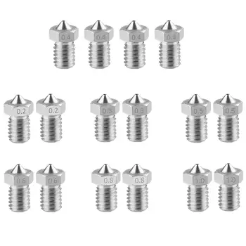 

3D Printer Nozzle,16 Pieces Stainless Steel 3D Printer Nozzles 0.2 Mm,0.3 Mm,0.4 Mm,0.5Mm,0.6 Mm,0.8 Mm,1.0 Mm Extruder Nozzle P