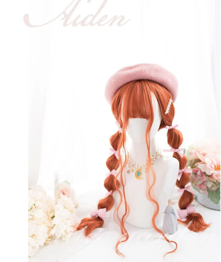 Оранжевый Aiden Лолита японские длинные вьющиеся волосы принцесса сладкий японский Лолита парик Лолита косплей парик Лолита