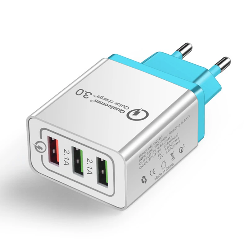 

Universal 18W Fast Charge 3.0 USB Charger 5V 2.4A QC3.0 Fast Charge USB for iPhone Samsung Millet Phone Charger 3 USB