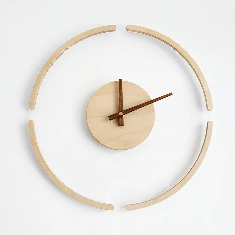 Wall Clock Wooden Transparent Suspension Creative Nordic Minimalist Clock Home Living Room Wall Decoration Gift - Цвет: White