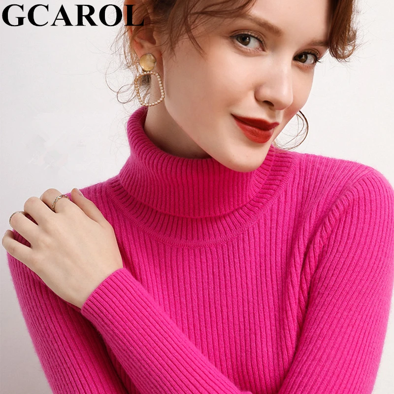 Женский кашемировый пуловер GCAROL теплый стрейчевый свитер с содержанием шерсти 30%