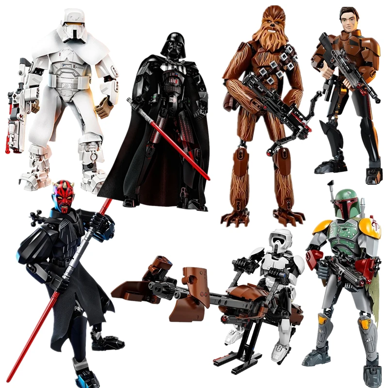 

Star Wars Buildable Figure Building Block Toy Kyl Ren Chewbacc Darth Vader Boba Jango Fett Stormtroope Compatible with Legoes