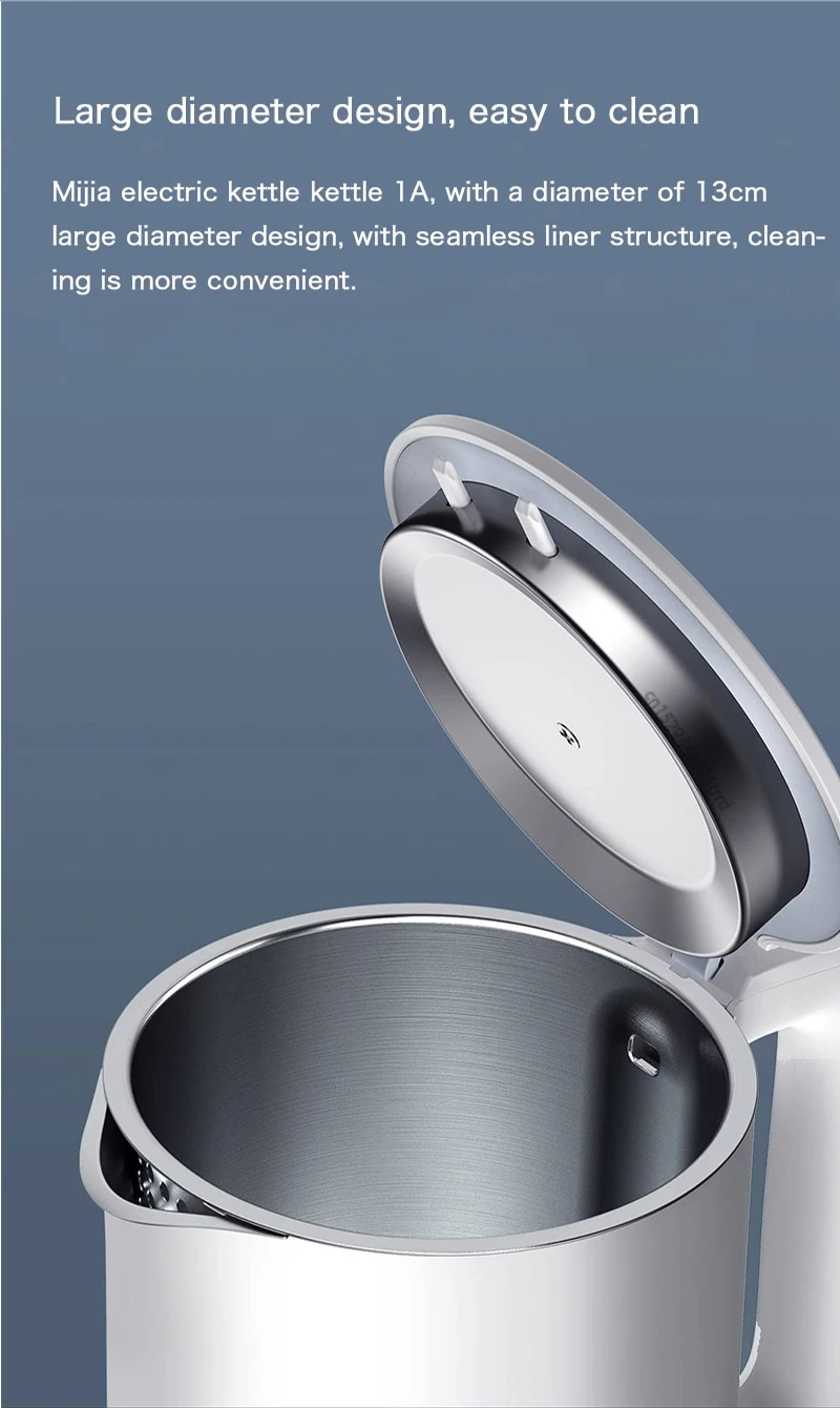 xiaomi Xiaomi Mijia Electric Kettle 1A Stainless Rapid Boiling 1.5L High Capacity Double Layer Anti Scalding Smart Temperature