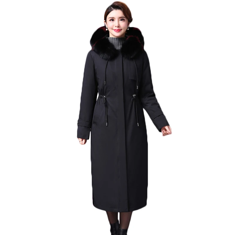 

Long Down Parka Coat Women 2019 Winter Down Coats Plus size Female Big Fur Collar Down Jackets Ladies Thicken Warm Down Overcoat