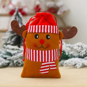 

4pcs Christmas Candy Pouch Drawstring Light Treat Bags Party Supplies Gift Bag Candy Pockets Wrappers for Christmas Festival
