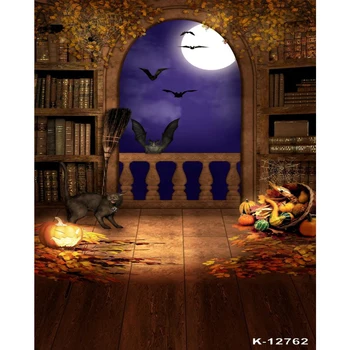 

Palace Bookshelf pumpkin Arch Window Photography Backdrops Halloween Photo Backgrounds Baby Portrait Photophone Photozone