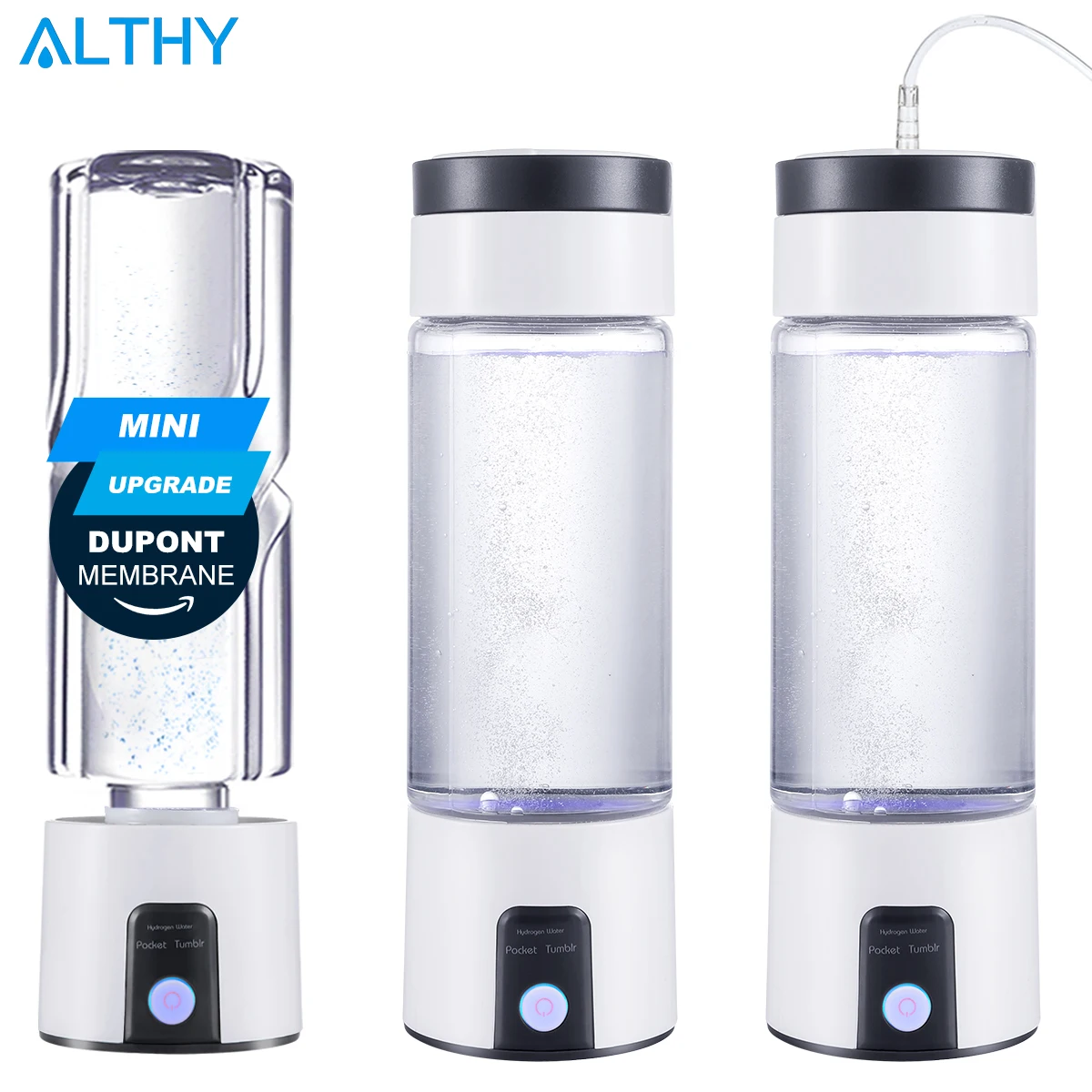 ALTHY H2-mini Hydrogen Water Generator Bottle Rich  SPE PEM Maker lonizer Electrolysis Cup Portable USB Rechargeable Anti-Aging