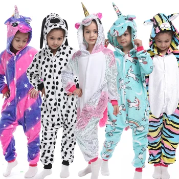 

Kigurumi Animal Unicorn Pajamas For Girls Boy Winter Unisex Flannel Stitch Panda Sleepers Pijama Unicornio Sleepwear Onesie Kids