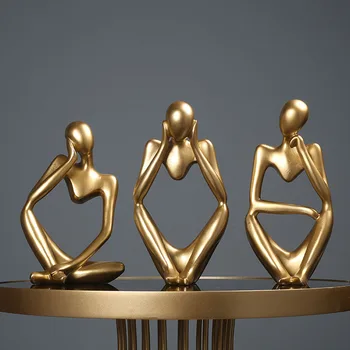 

Abstract Thinker Character Statue Home Decoration Accessories Creative Home Ornament Room Office Golden Statue Decor Figurines