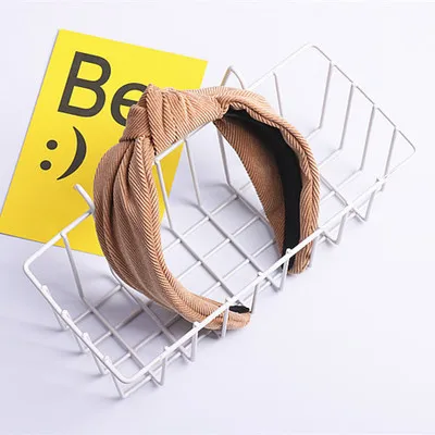 Khaki 5 1Pc Fashion New Girl Solid Hairband Wide-brimmed Headband Children Corduroy Headdress Autumn And Winter Safety Hair Accessories - Цвет: Khaki 5