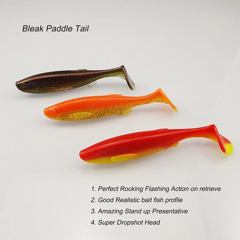 ESFISHING новая Мягкая приманка Shad Bleak Paddle Tail 125 мм 20 г 4 шт. искусственная приманка для ловли карпа T Tail Jigging Lure