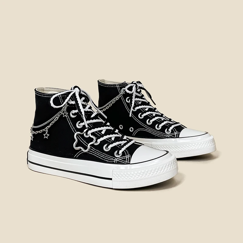 Amy and Michael New Original Designers Women Sneakers Fashion High Top Casual Flat Canvas Shoes Students Vulcanize Plimsolls 6