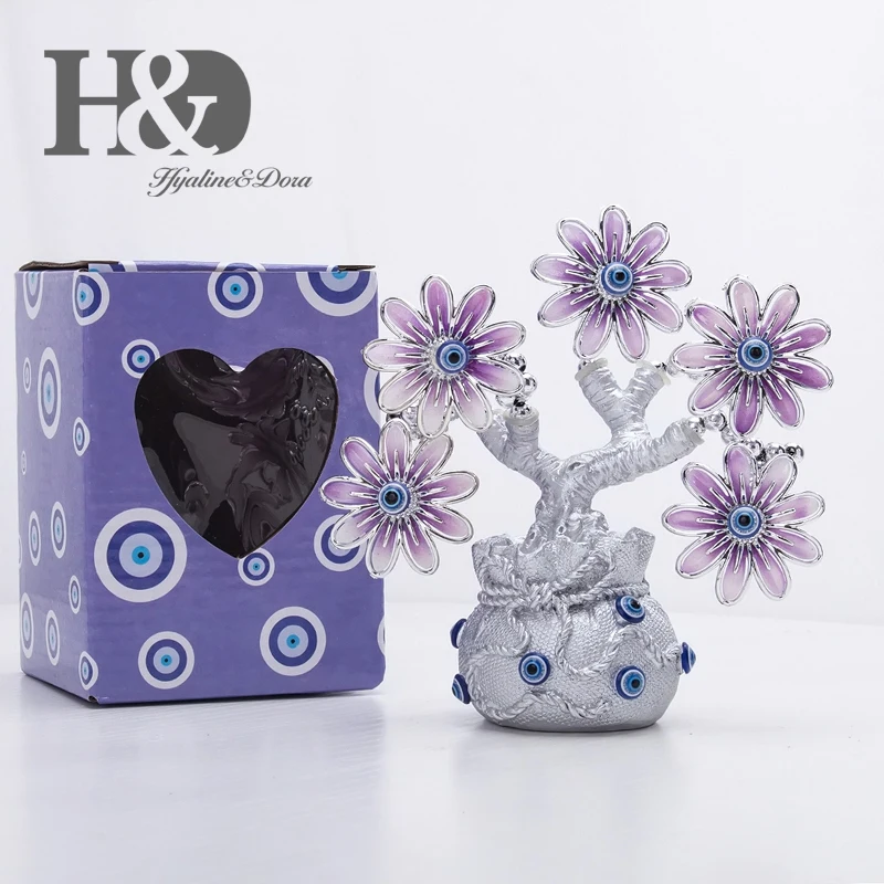 H& D Fengshui Lucky турецкий синий сглаза цветок дерево фигурка защита для денег Фортуна Серебро Богатство сумка на удачу подарок