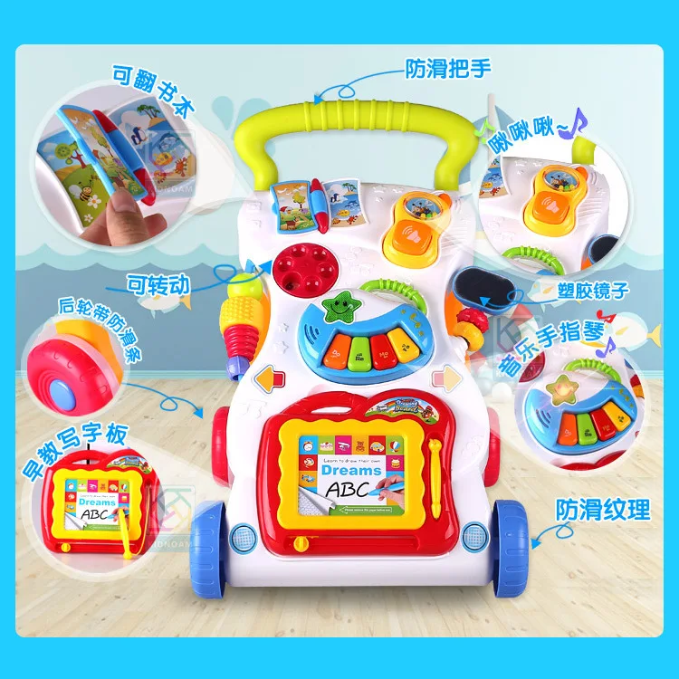 

Hot Selling Baby Stroller Baby Walker Toy Anti-Flip Learn Standing Walk Baby Cart Multi-functional with Music