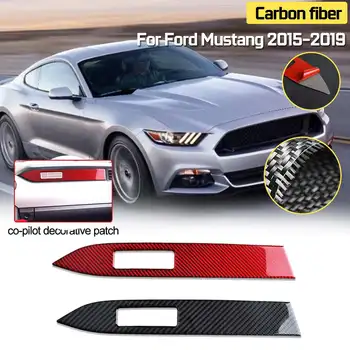 

Red / Black Real Carbon Fiber Interior Console Dashboard Panel Trim Frame Sticker Decor Fit For Ford For Mustang 2015-2019