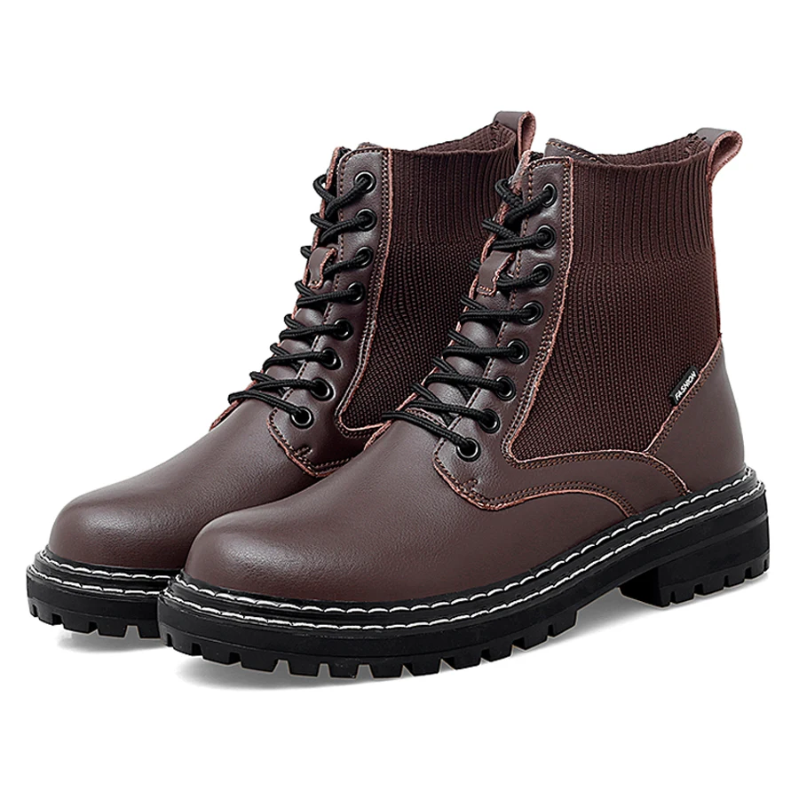 

Autumn Winter Martens Men Boots Man Shoes Martin Boots Snow Boot Cow Leather High Heel Boots Non-slip Men's Fashion Sneakers Men