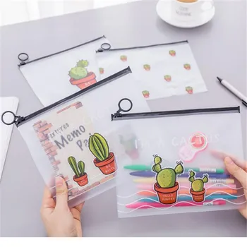 

Make Up Organizer Bag Toiletry Bathing Storage Bag Women Waterproof Transparent Cactus PVC Travel Cosmetic Bag Pencil Organizer