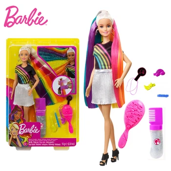 

Original Barbie Doll Set Gift Box Rainbow Rapunzel Girls Play House Grooming Toys FXN96