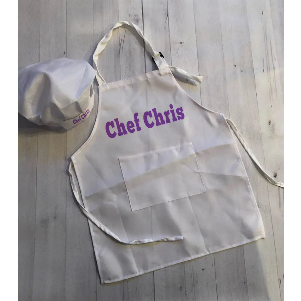 Kids Apron with Name Personalized Kindergarten Baking Apron Chef Hat Set Black Red Color Child Kitchen Birthday Gifts