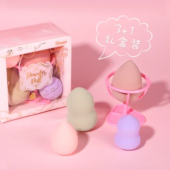 

XIXI makeup sponge 4pcs/set with holder egg gourd water drop shape bigger in water wet dry dual use cosmetics powder puff AC123