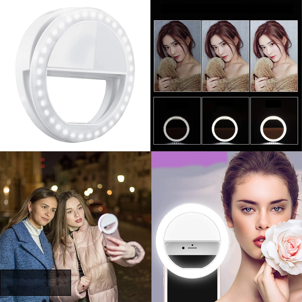 Dimmable LED Selfie Ring Light for Video Live Stream Makeup Portable Light