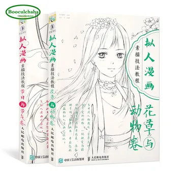 

2 Books Anthropomorphic Cartoon Sketch Technique Tutorial book Caricature Course Coloring Book Line Sketch Drawing Textbook