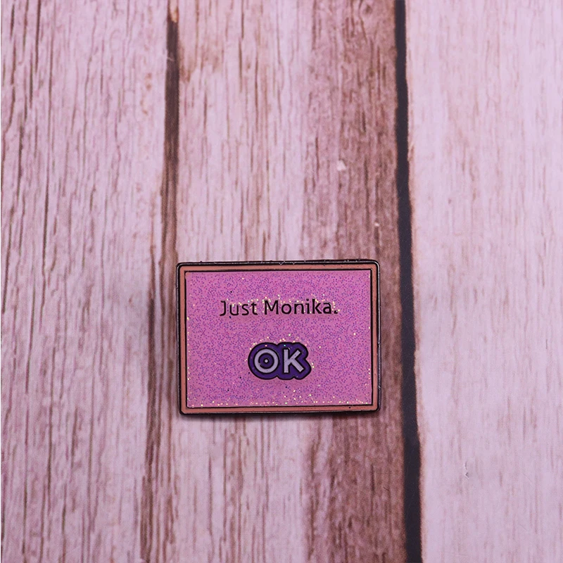 Doki doki literature club just Monika Эмаль Булавка розовый блеск всплывающие окна брошь аниме игровой значок