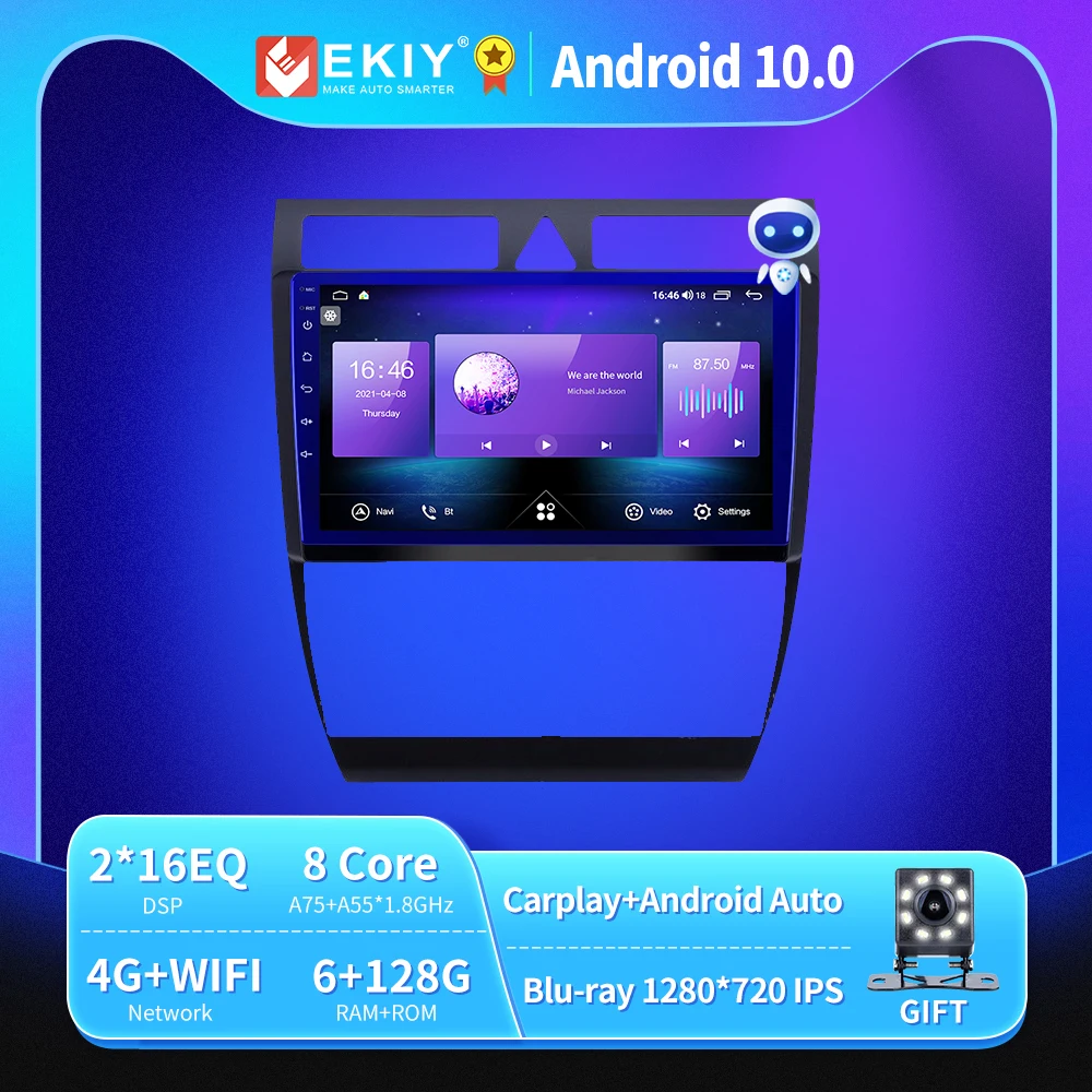 EKIY T900A 6 128G Android 10 0 для Audi A6 C5 1997-2004 S6 2 1999-2004 RS6 1 2002-2006 автомобильное радио