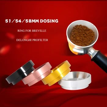 

51mm 54mm 58mm Espresso Dosing Funnel Aluminum Coffee Dosing Ring Compatible With Breville Delonghi Krups Portafilter Silver