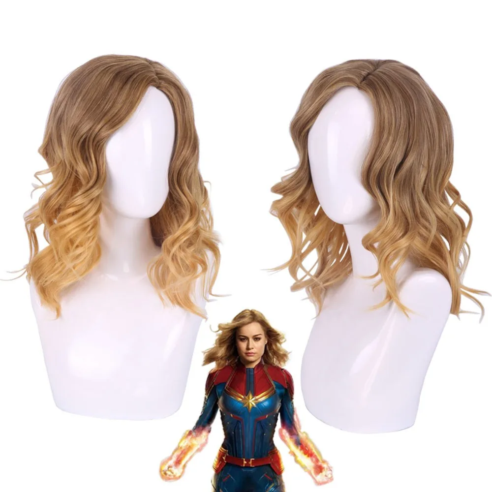 Горячий Фильм Мстители Марвел Капитан парик для косплея женщин Carol Danvers блонд волнистые синтетические волосы золото Хэллоуин костюм парики