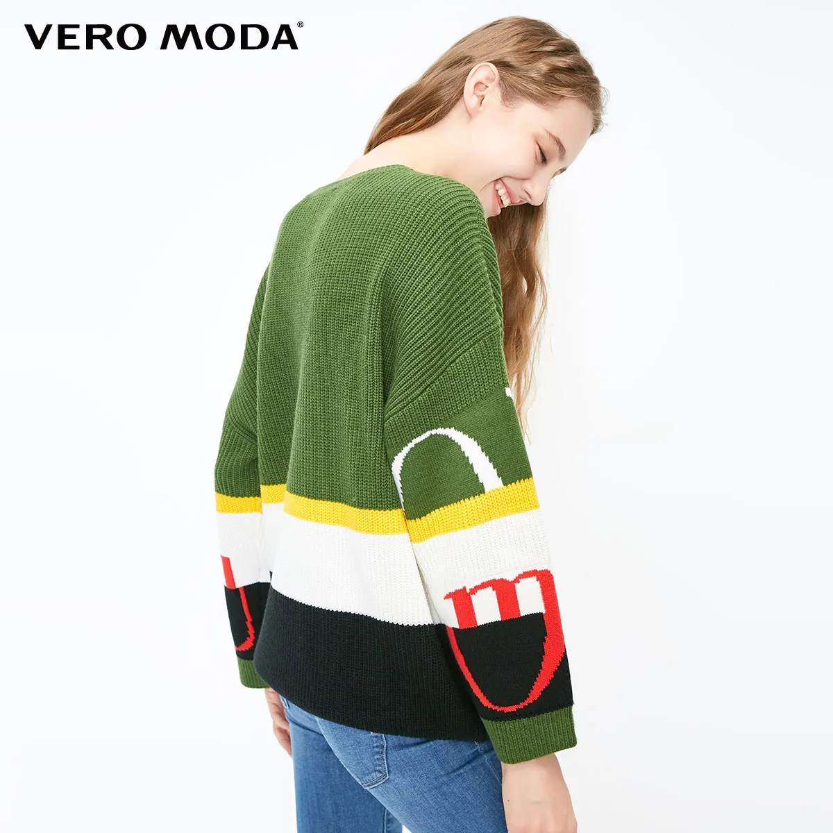 Vero Moda женский свитер с контрастными буквами с заниженной линией плеч | 318413563