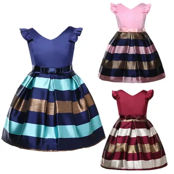 

Children Girls Clothing Baby Girls Striped Dress For Girls Formal Wedding Party Dresses Kids Princess Christmas Dress up Costume